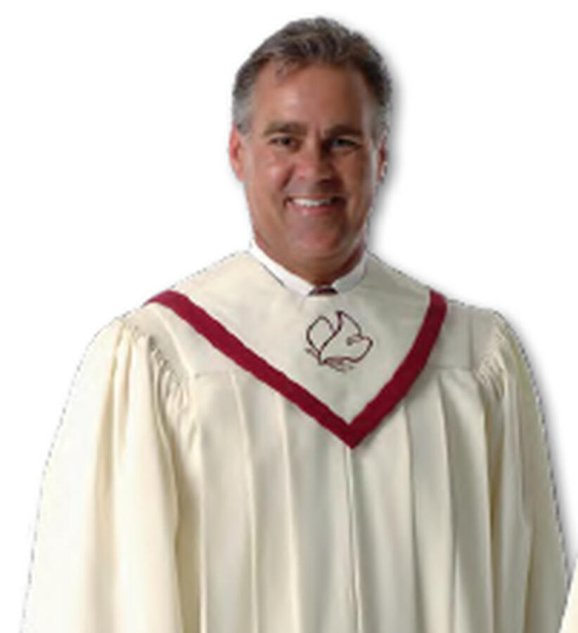 Signature Collection Stole with 1" contrasting border. 15" W, 7-1/4" L front, 14-1/2" L back. Optional embroidery extra. 12 color choices. 3 fabric choices: Viva $41.95, Tissue Faille $43.95, Wonder Crepe $47.95 (750-cust)