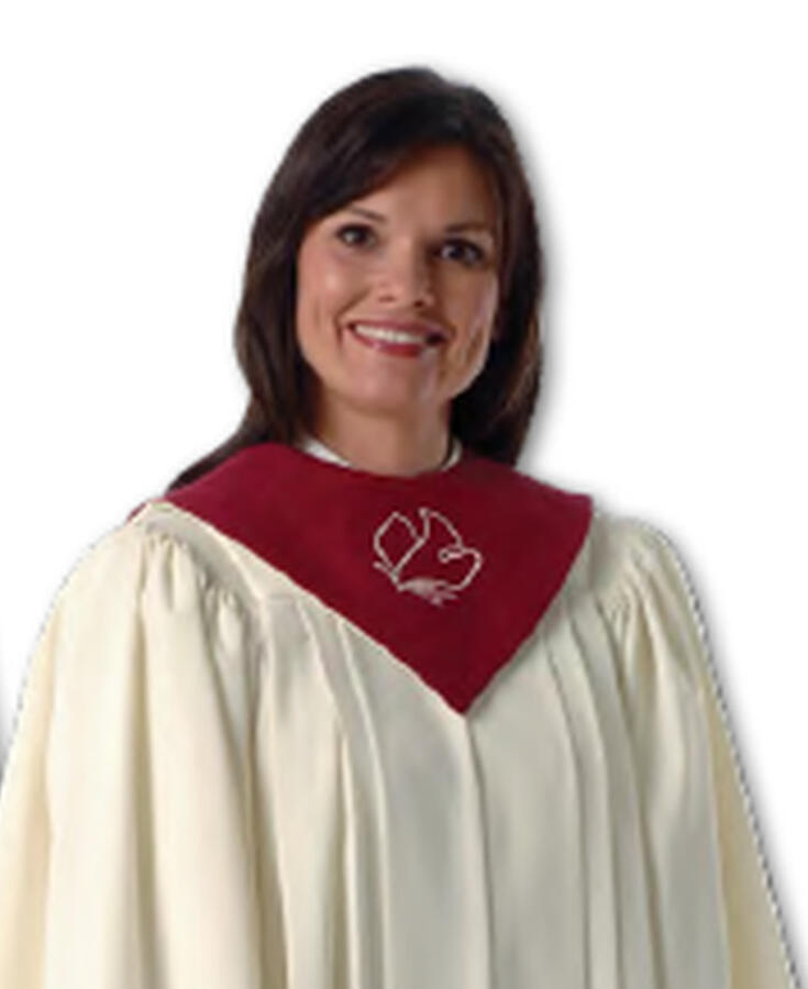 Signature Collection Stole in solid color. 15" W, 7-1/4" L front, 14-1/2" L back. Optional embroidery extra. 12 color choices. 3 fabric choices: Viva $30.95, Tissue Faille $32.95, Wonder Crepe $35.95 (752-cust)