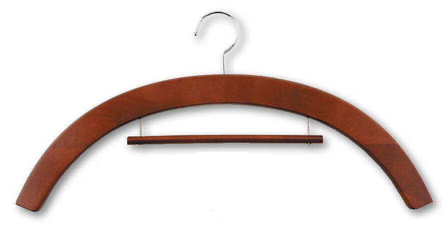 Walnut Stain Maple hardwood garment hanger. 21.5" wide. $14.95 ea., sold in packs of 6. (F4101)